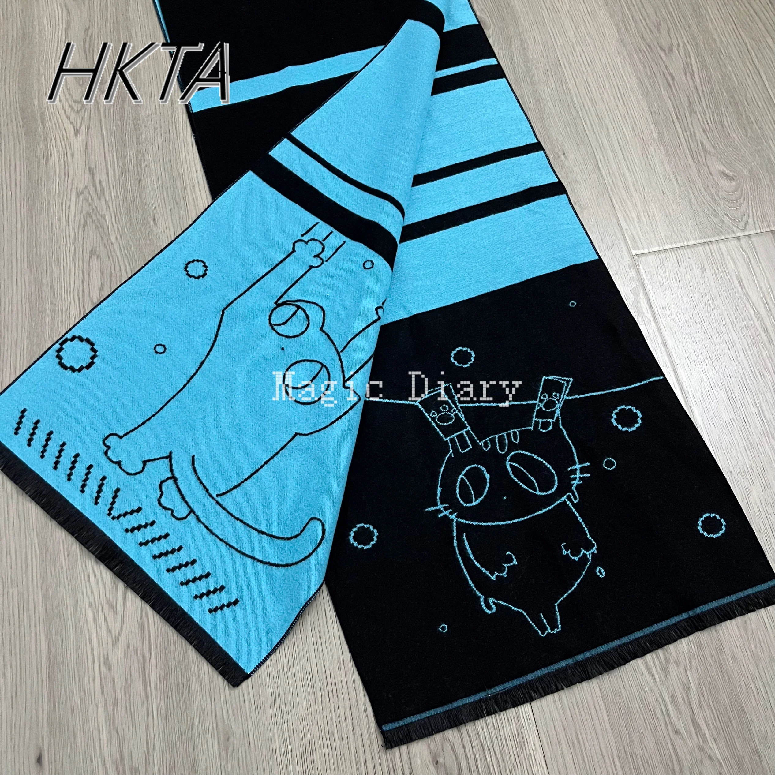 Japanese Two-dimensional Punk Original Scarf Women's Autumn and Winter New Cute Cartoon Print Home Y2k Fashion Warm Scarf Shawl