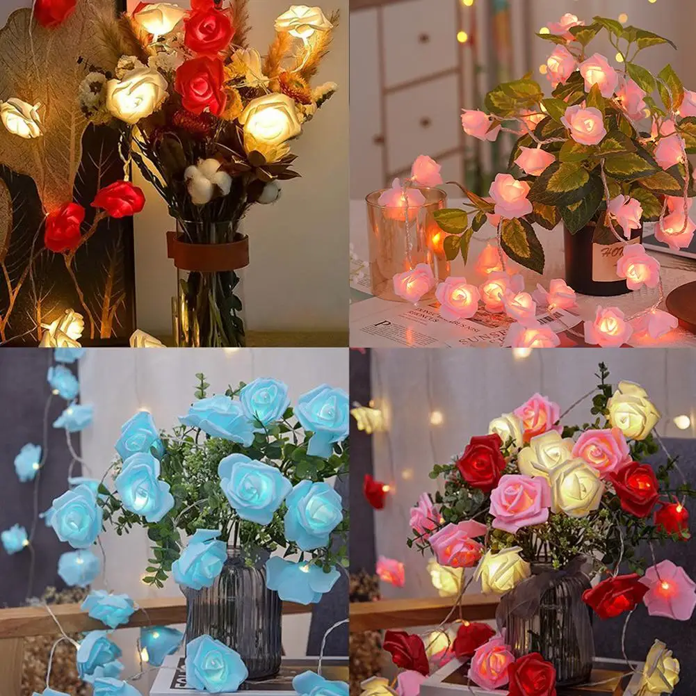 

Rose Led Fairy Lights Rose Lights Strings For Valentine's Day Wedding Girl Heart Room Garden Decoration Night Light Christm I5r9