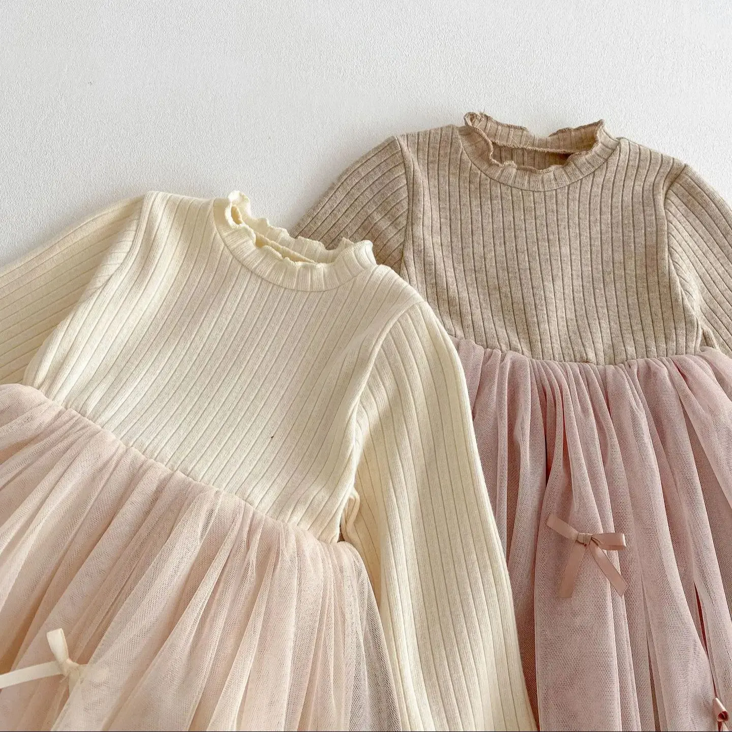 الخريف أزياء طفل الفتيات ملابس الطفل طويلة الأكمام القوس تول اللباس للأطفال حزب ملابس يومية غير رسمية ملابس الأطفال #3