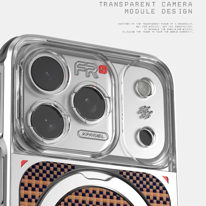 Fotorgear Future Retro Modular Phone Case for IPhone 17 - CNC Aluminum, Kevlar Back, 67mm Filter, T-Mount Lens, Cold Shoe view 6