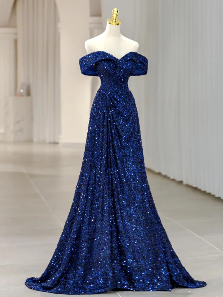 

Ele Sequin One-oulder Evening Gown for Women plus Size Slimming A-Line Skirt Wedding Par Performance Luxury able