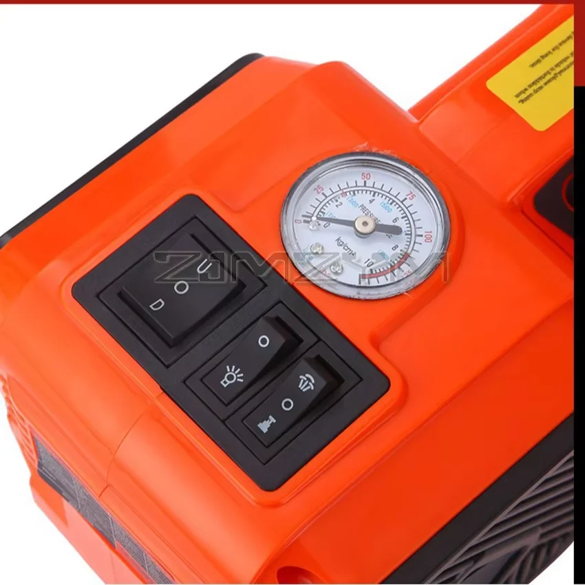 12V 5Ton Car Electric Hydraulic Floor Jack, Tire Inflator Pump and LED Flashlight 2 in 1 Set With Safe Hammer