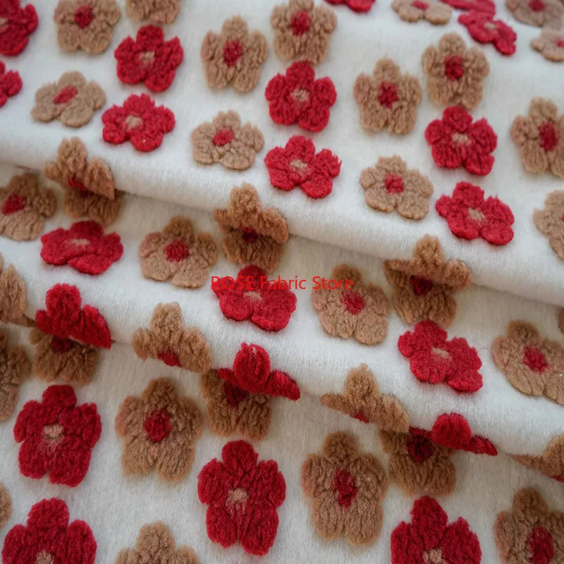 

1-метровая маленькая цветочная пряжа, окрашенная жаккардовая ткань, осенне-зимняя женская толстая сумка для платья, декоративная швейная ткань