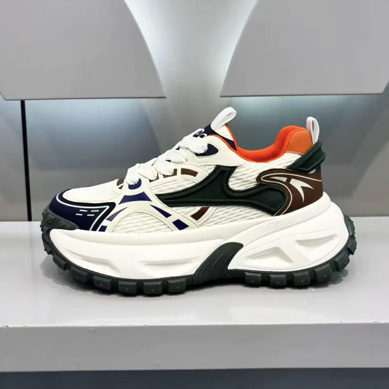 

2025 New Arrival Solid Colour Flat Thick Sole Sports Footwear Fashion Running Shoes Male Chunky Sneakers Outdoor Shoes Wearable
