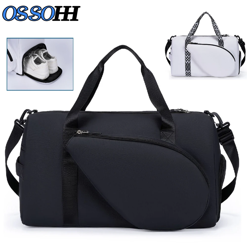 1PCS Tennis Travel Bag for Women with Exterior Drawstring Racket Pocket and Separate Shoe Compartment, Sports Duffle Bags