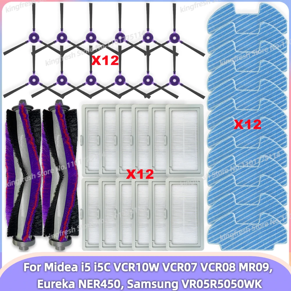 Fit For Midea i5 i5C VCR10W VCR07 VCR08 MR09, Samsung VR05R5050WK, Eureka NER450 Parts Main Roller Side Brush Filter Mop Cloth