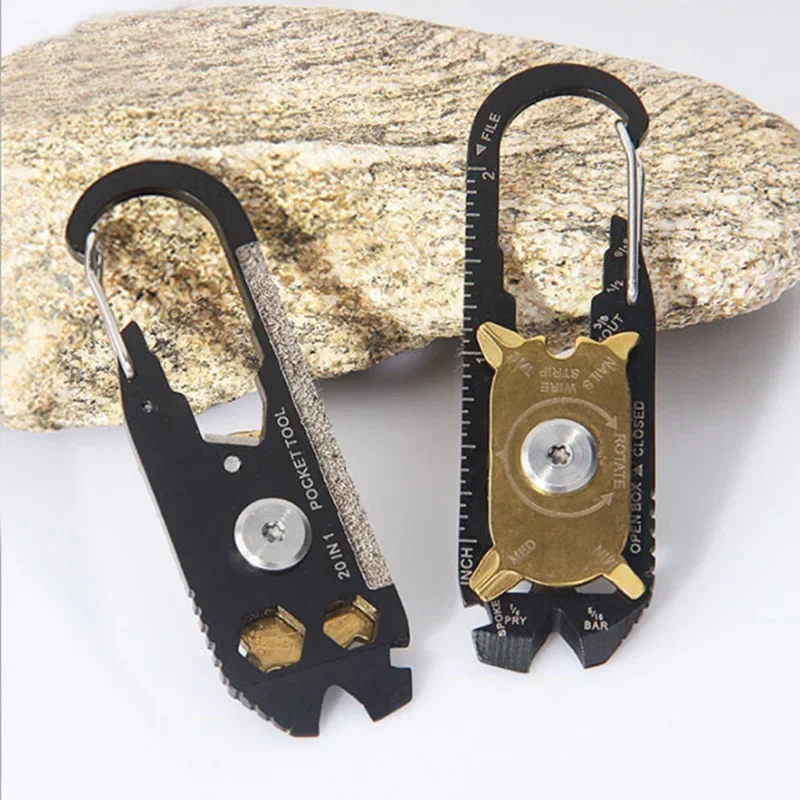 20 in 1 Multifunctional Key Ring Pocket Campin Gadget Portable Mini Utility Multi Tool Keychain Outdoor Tools