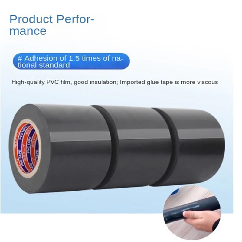 PVC Pipe Tape Waterproof High-viscosity Thermal Insulation Tapes Black Rubber Plastic Tapes Anti-corrosion Pipe Protection