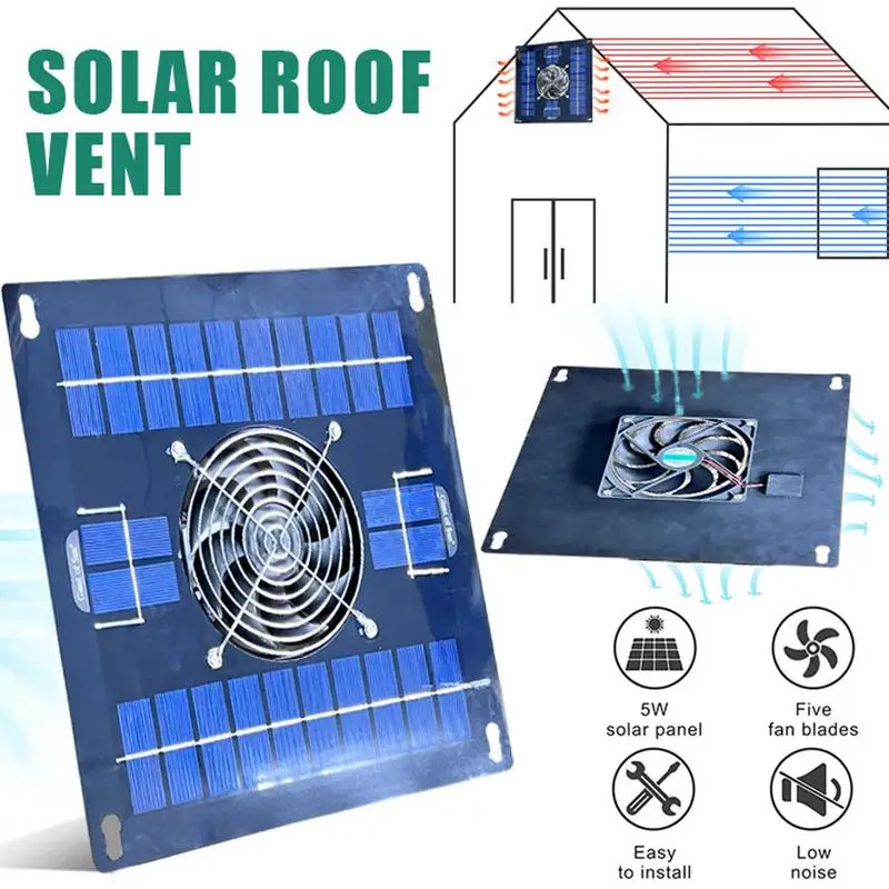 10W 11inches Solar Exhaust Fan Waterproof Vent Fan Solar Panel Powered Fan Air Extractor For Dog Chicken House RV Greenhouse Fan