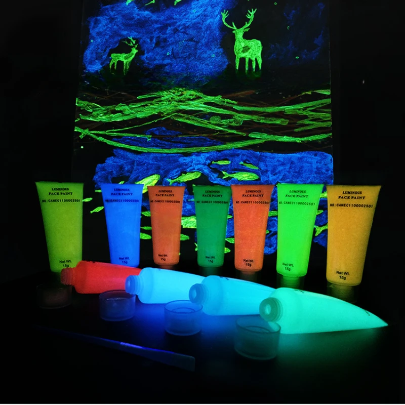 Fluorescent Acrylic Pigment High Brightness Luminescent Coating 15ml Student Hand Drawn DIY Textile Wall Absorbing Pigment
