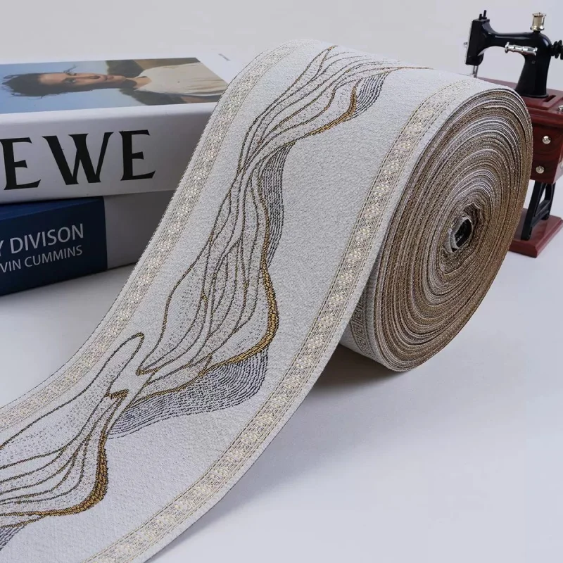 25M/Lot 12cm Wide Scenic Mountain Embroidery Jacquard Lace Ribbon Belt Curtain Accessories Pillow Edge Sofa Decor Lace Belt DIY
