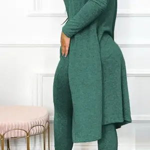 Tulum ince iki parçalı kadın, ceket, uzun kollu, cep tasarımı ve büzme ipli yakalı U şeklinde, kolsuz, bahar modası, 2023 Setin ilk 10 satışı onesies-no. 7