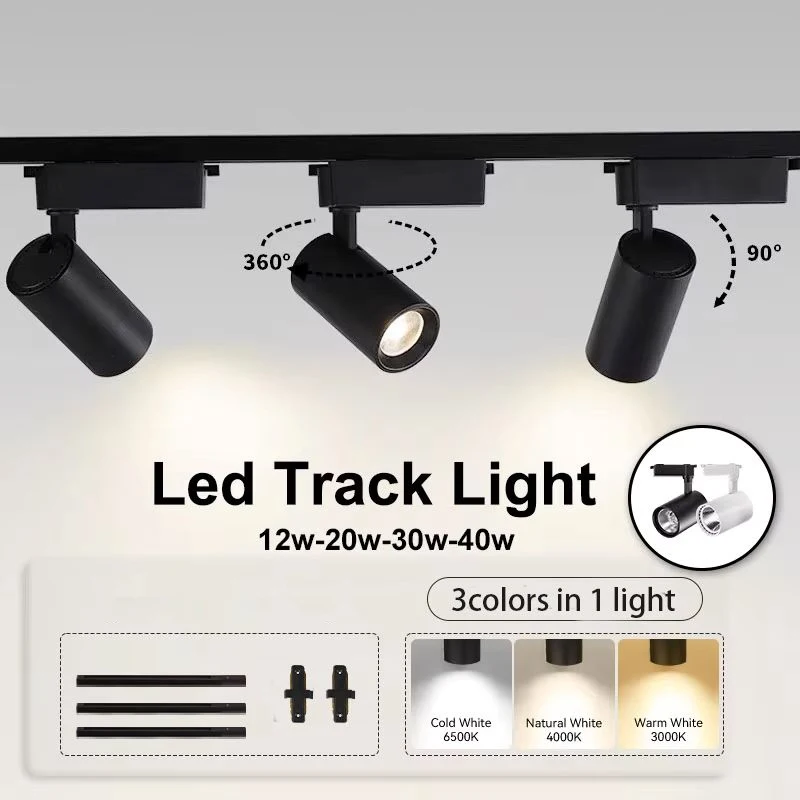 Track Light Spotlight Set Track Lamp 220V Ceiling Spot Led Lights Fixture Wall Lamps Rail Lighting COB 12/20/30/40W Home Kitchen