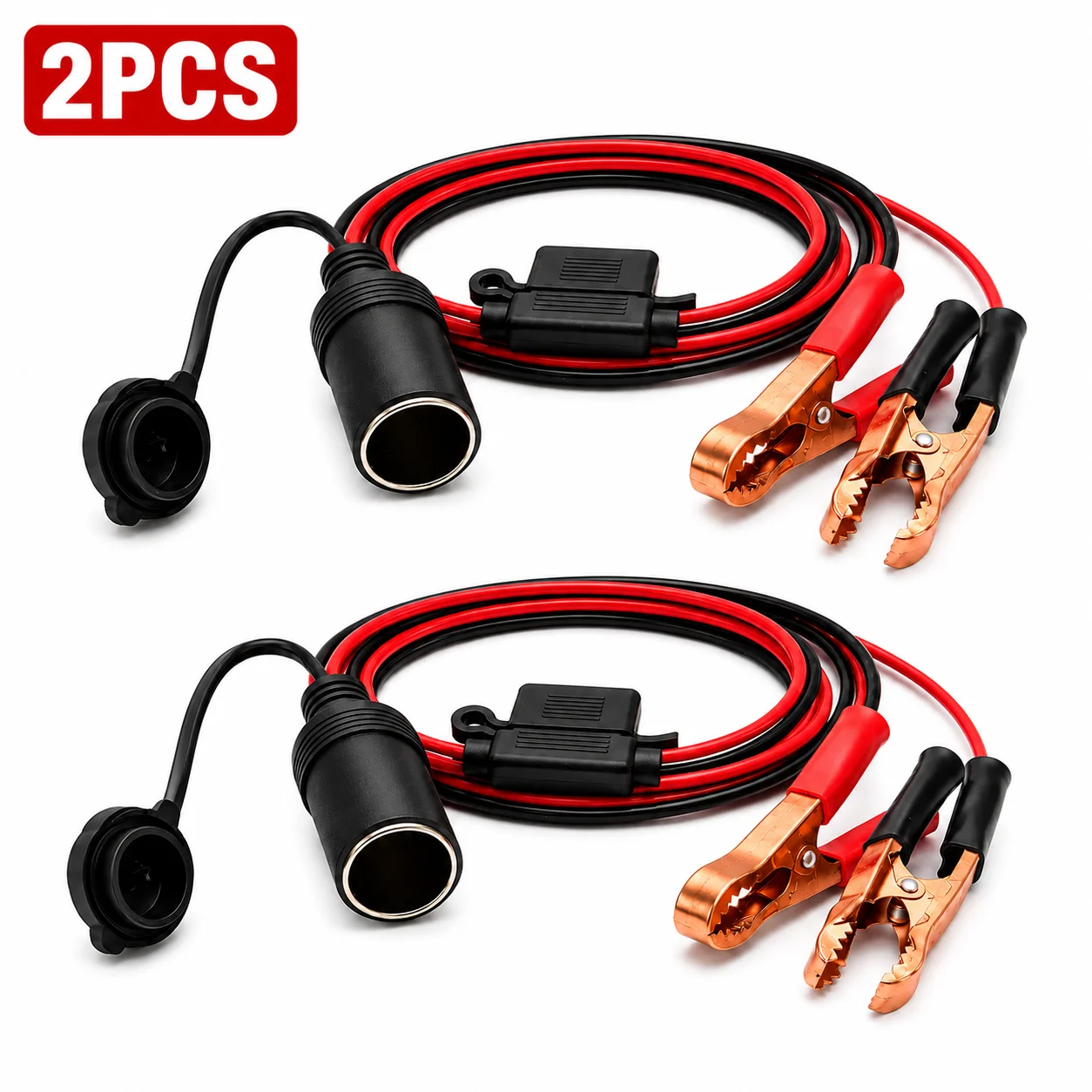 12V/24V Batterie-Krokodilklemmen auf Zigarettenanzünder-Buchse Kabel, 16AWG Gesicherter Stromadapter für Auto, Wohnmobil, Boot – Detail 8