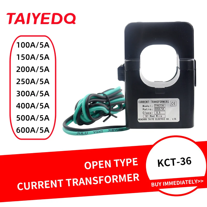 Open Type 100A 150A 200A 250A 300A 400A 500A 600A Buckle Type KCT36 Split Core Current Transformer