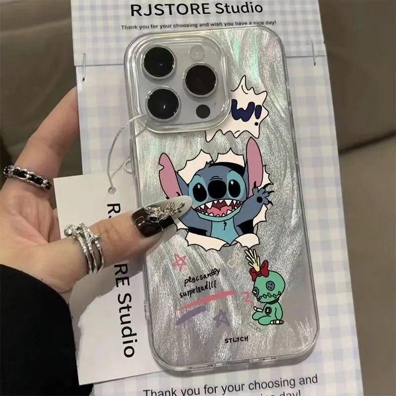 Disney Stitch Trick Cute Phone Case For iPhone 16 15 14 13 12 11 Pro Max X XS Max XR 12 13 Mini 7 8 Plus Shockproof Soft Cover