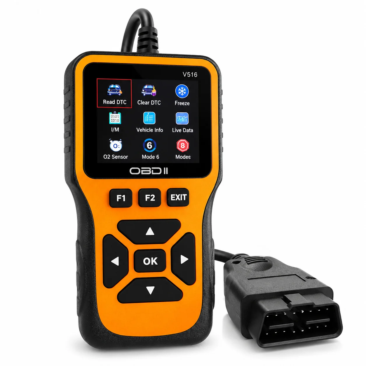 V516 Obd2 Scanner with Silicone Buttons, 8 Functions Car Diagnostic Code Reader Live Data O2 Sensor Test Auto Repair Tool