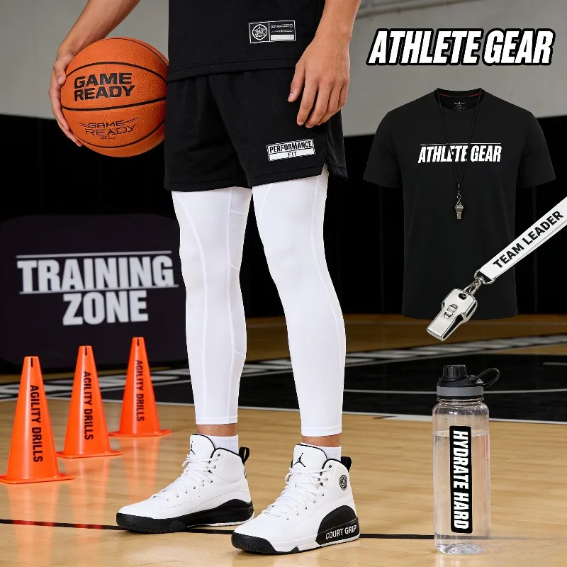 

Compression Pants Basketball Gym Leggings Pocket Long Short Inseam Training High Stretch Quick Dry Base Layer Pants