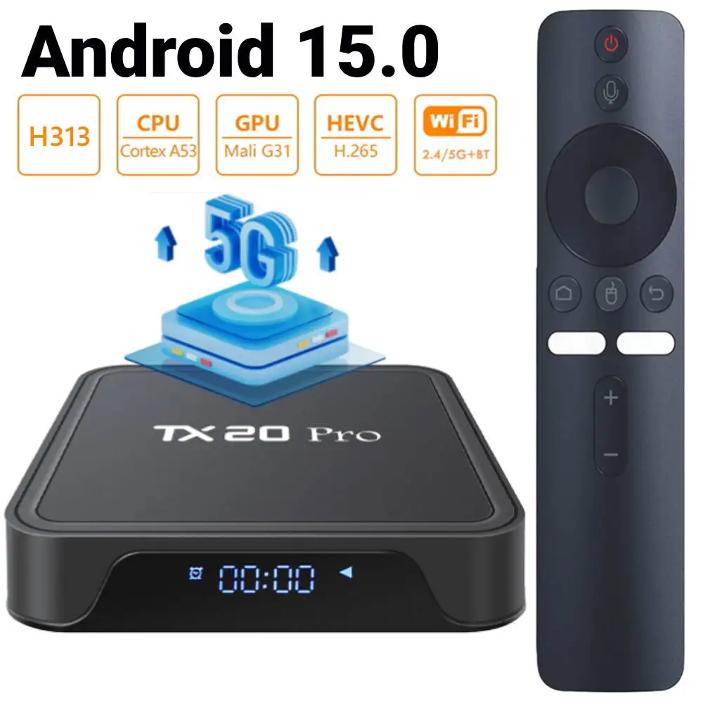 

Android 15.0 Smart TV Box Allwinner H313 Четырехъядерный медиаплеер 4K HD Dual WIFI BT5.2 Android TV Box 1 ГБ 8 ГБ