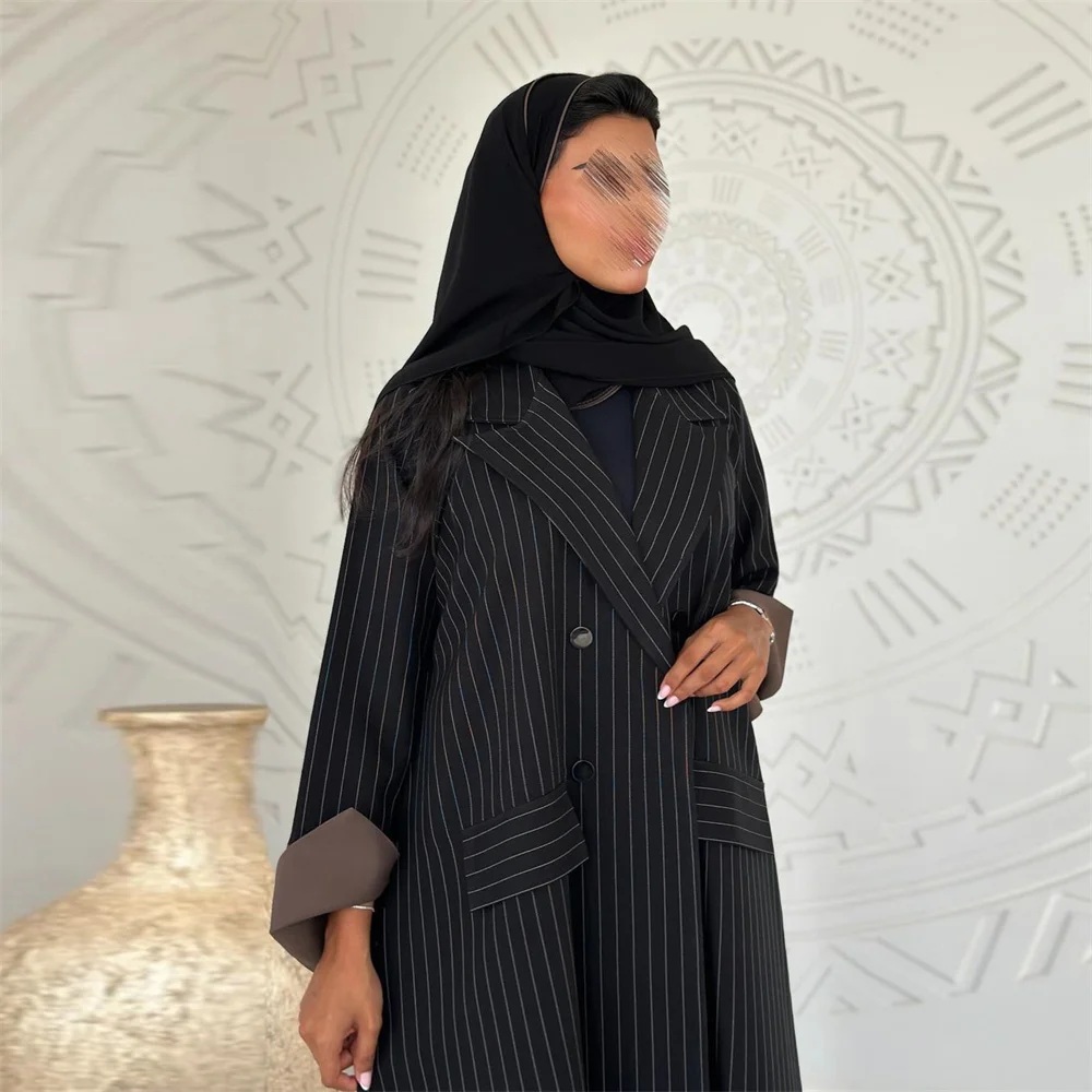 2024 Elegant Black Ramadan Muslim Abaya For Women Eid Arabic Femme Open Cardigan Modest Long Sleeve Dress ladies Islamic Clothes