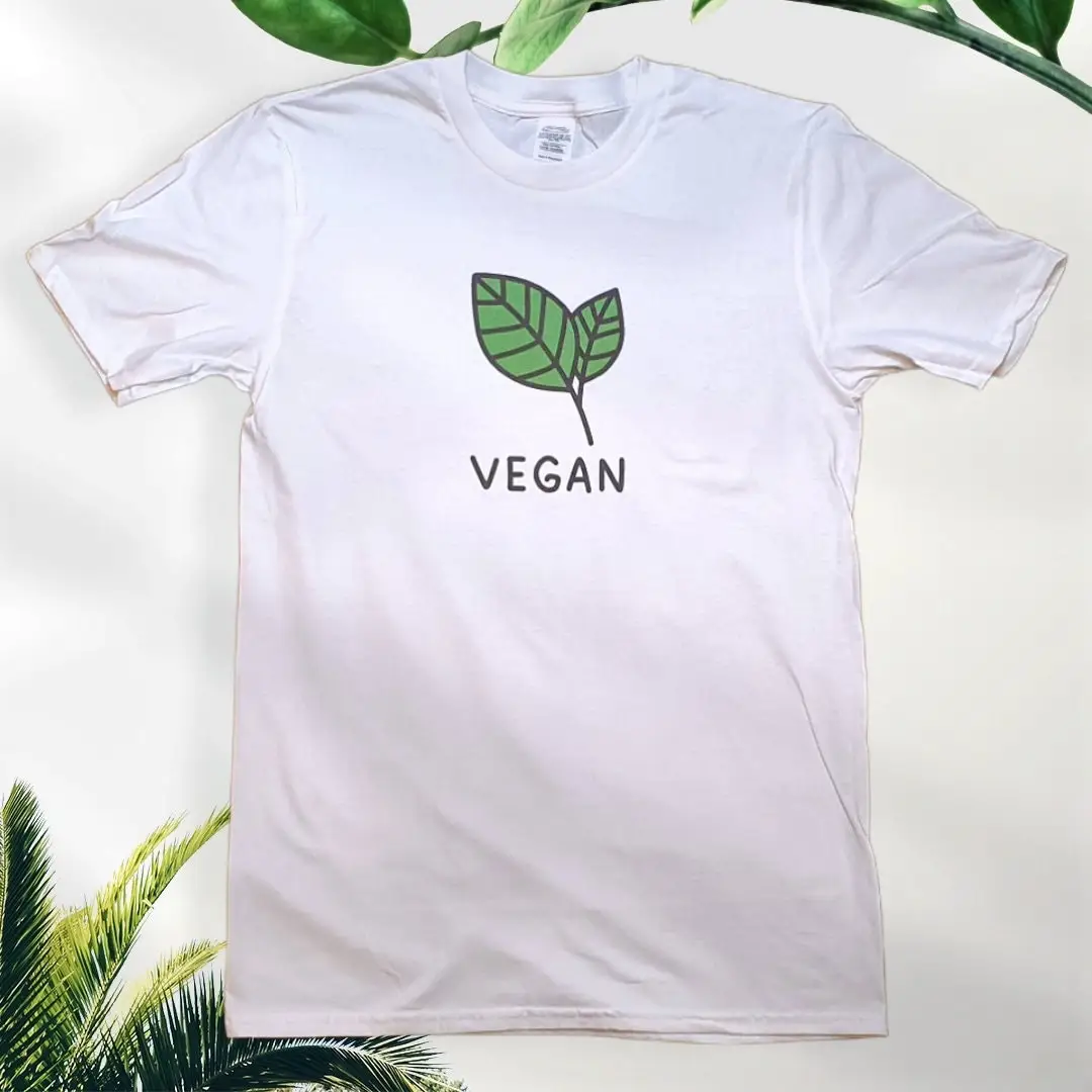 Vegan logo gift White T shirt sizes available S 3XL Personalisation upon request