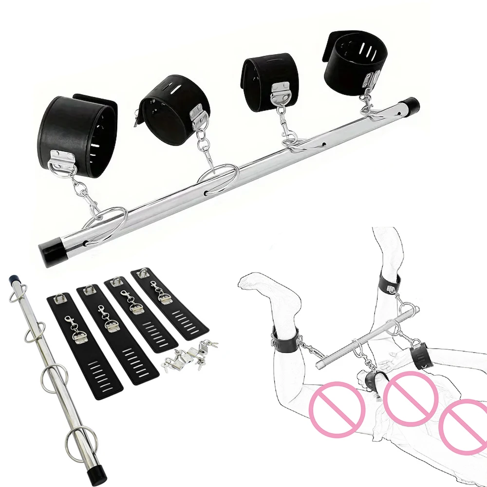 BDSM عبودية مجموعة الفولاذ المقاوم للصدأ تمديد مفرشة بار الجنس الرقيق أصفاد الكاحل الأصفاد الوثن القيود الجنس لعب الكبار للزوجين #1