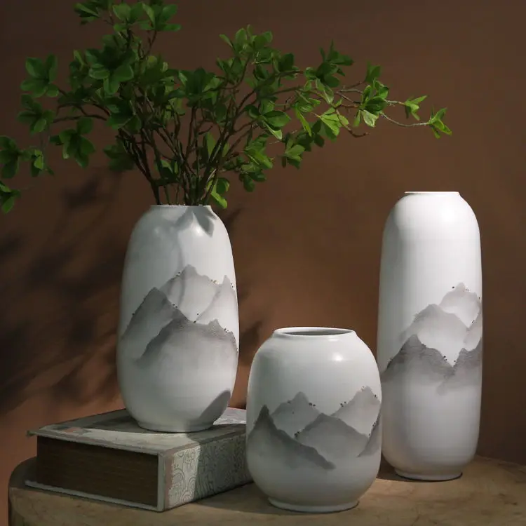 Vase Set Modern Dekoration Home Decorating Pieces Simple Style Floreros De Ceramica Living Room Ornament Large Ceramic Vase Set