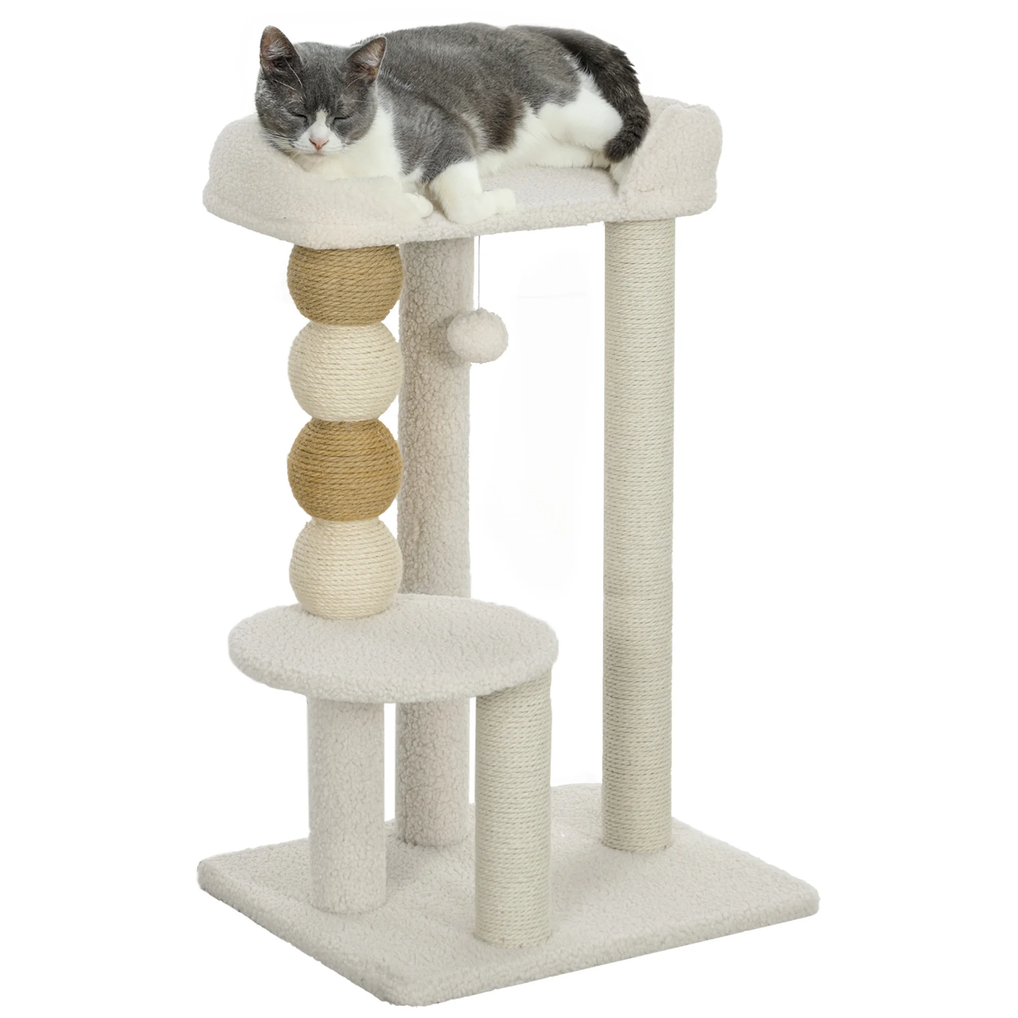 PawHut tree scratcher for cats height 76 cm Beige sheep coating