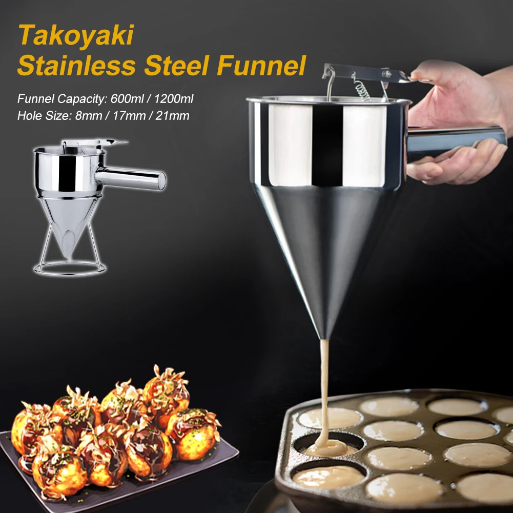 

1200ML 8/17/21mm Stainless Steel Funnel Dispenser with Rack Octopus Fishball Maker Hand-held Scented Candle Wax Injection Funnel