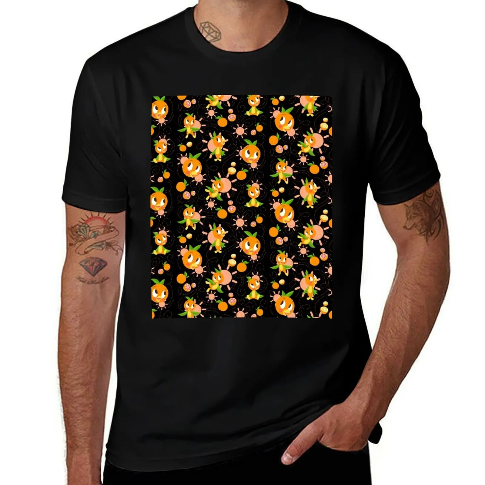 Hello Sunshine! - Orange Bird (black background) T-Shirt man t shirts cotton T-Shirt