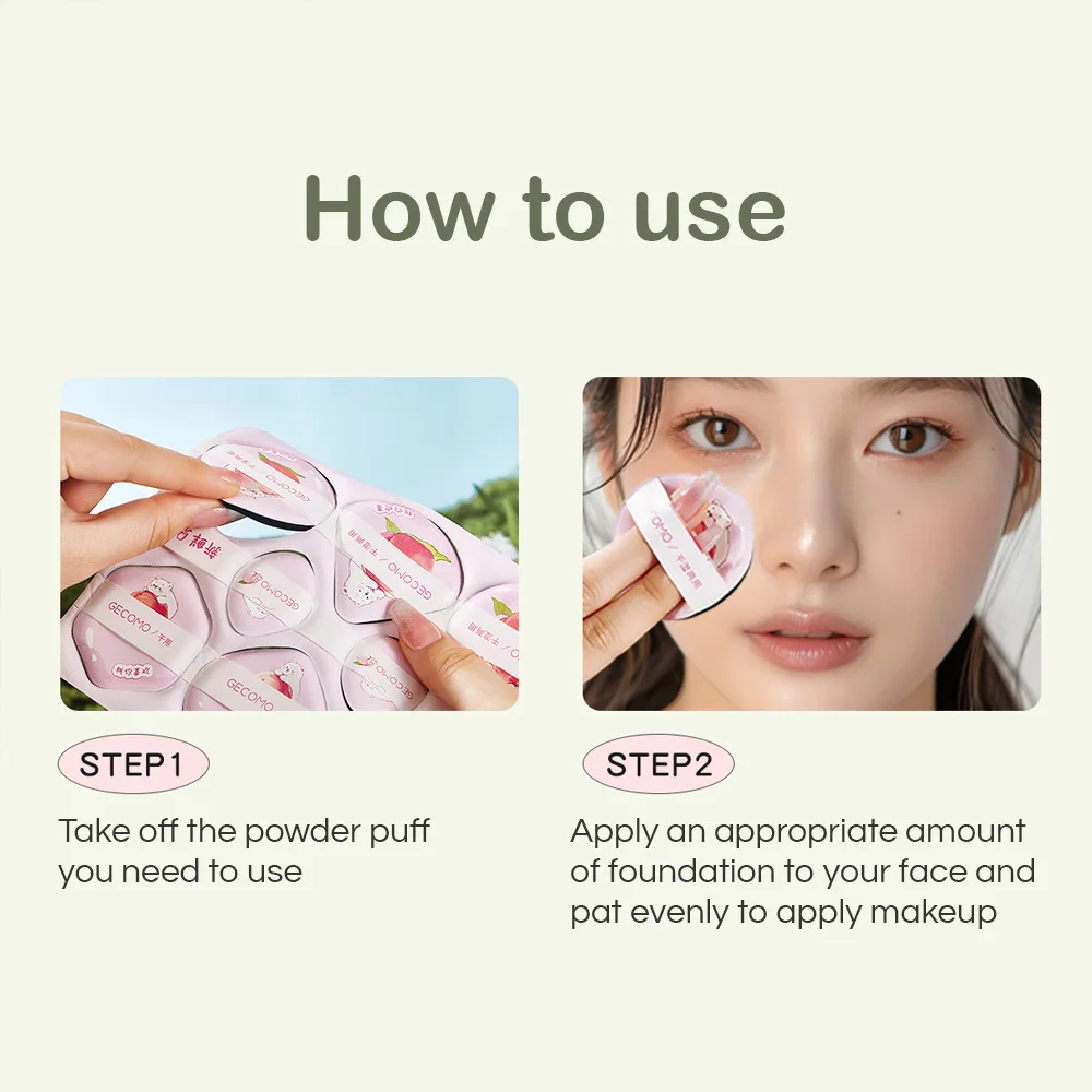 GECOMO 8 PCS Pêssego Pó puff Série Super Macio Molhado e Seco Dupla Utilização Esponja de Maquiagem Amigável à Pele