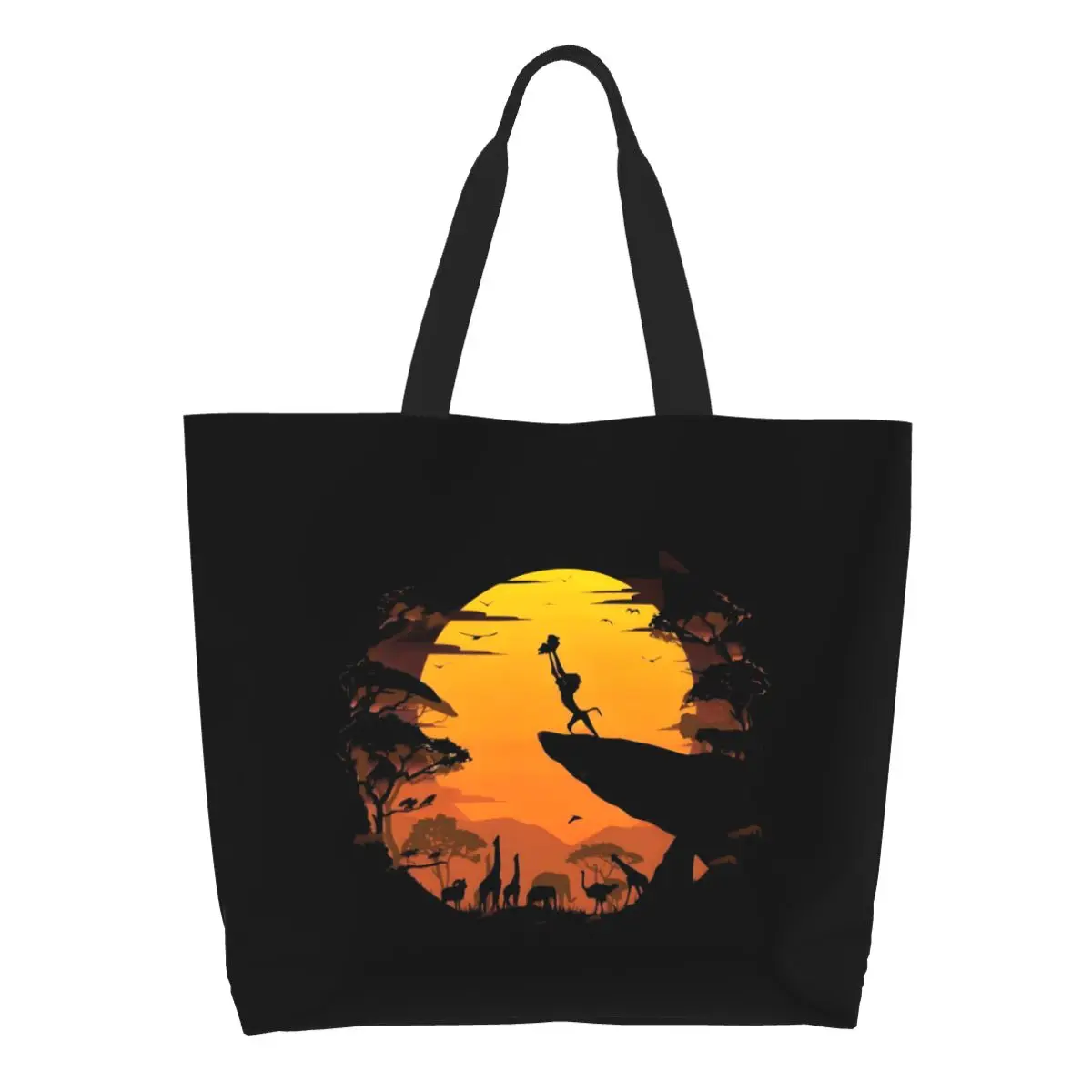 

Custom The Lion King Canvas Shopping Bag Women Recycling Big Capacity Grocery Tote Shopper Bags