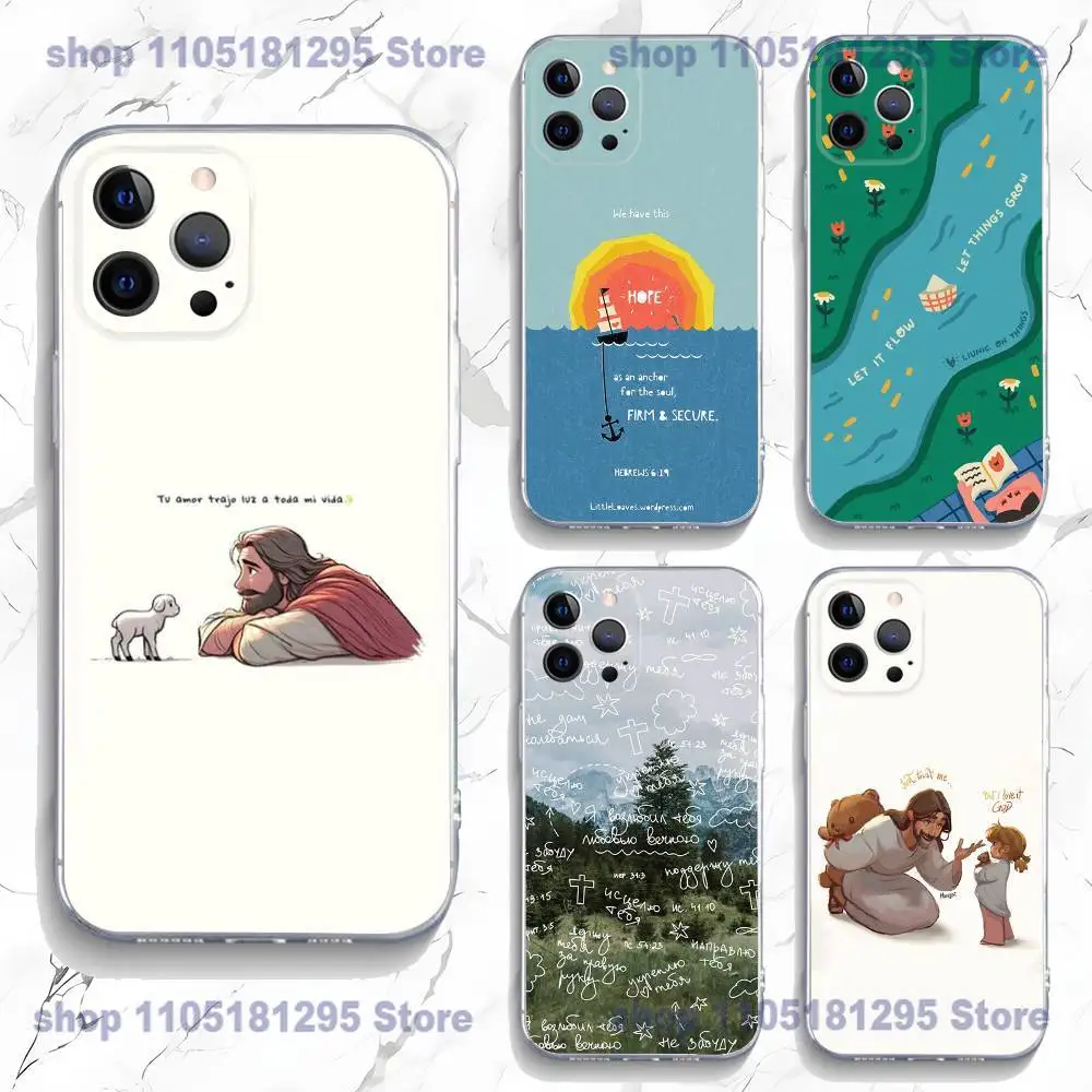 

Hot Jesus Christ Christian Phone Case For iPhone 17,16,15,14,13,12,11 Plus,Pro,Max,XR,Plus,E,Mini Transparent Soft Cover