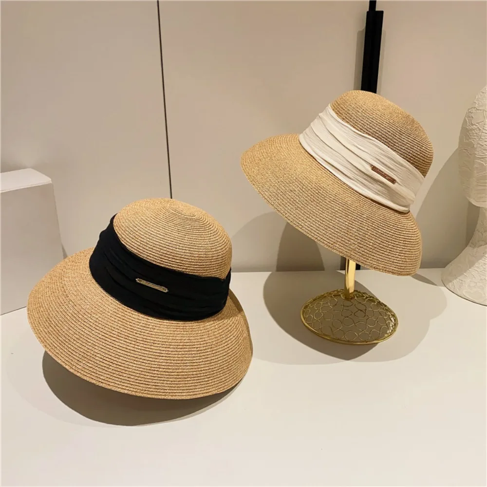 Spring and summer vacation straw hat, large eave sun protection beach hat, foldable sun protection hat