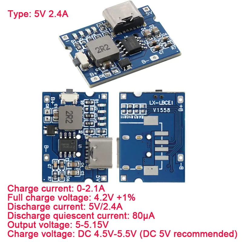 5V 3A 2A 2.4A usb TYPE-C/micro usb Boost Step Up Power Module Lithium LiPo Battery Charger Protection Board for DIY Charger
