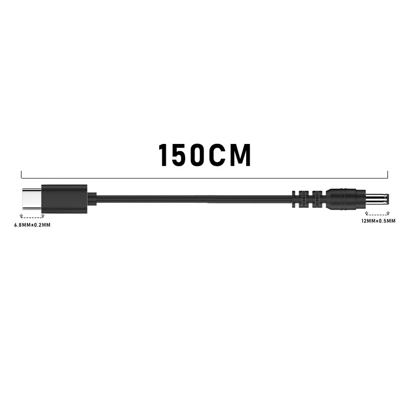 USB C a 9V 12V 15V 20V 5,5x2,5mm DC Jack adaptador tipo C PD Cable de carga para monitores LCD Cine transmisión Radio