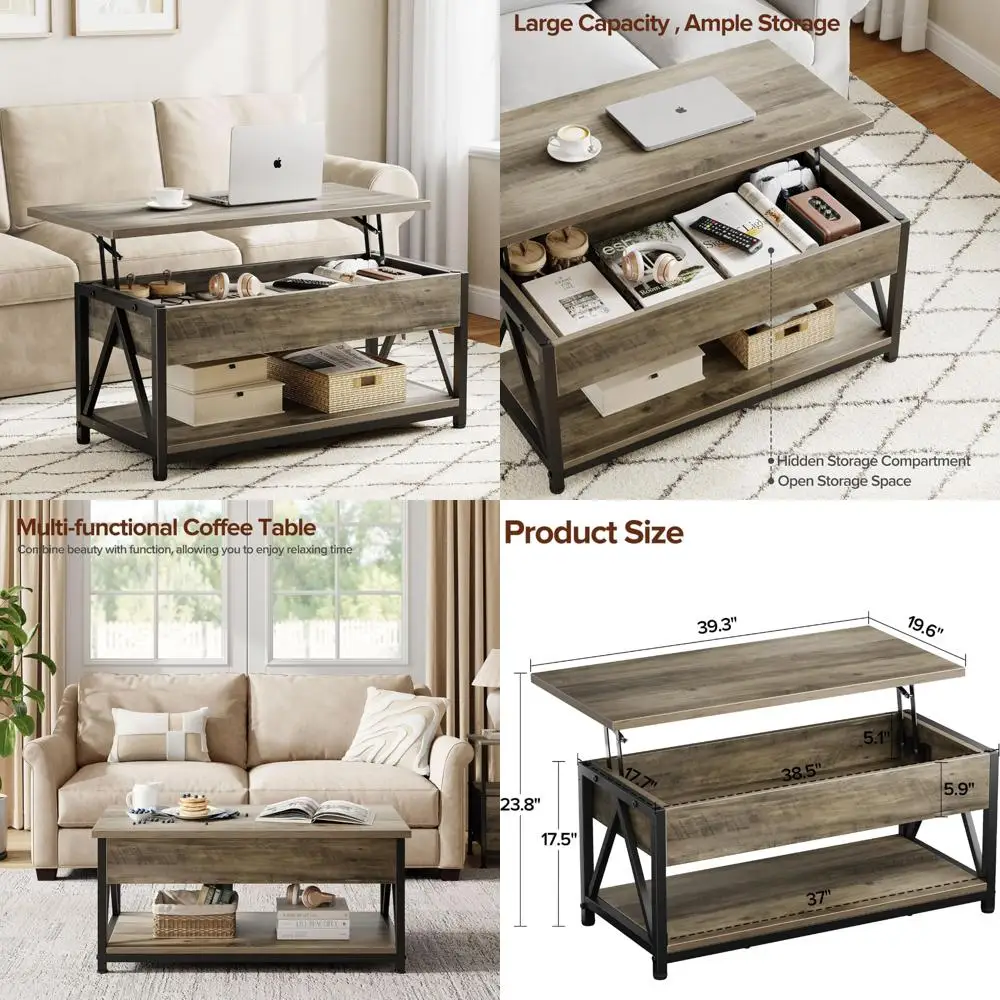 

Storage Coffee Table with Lift Top and Large Hidden Compartment for Living Room Space Organization