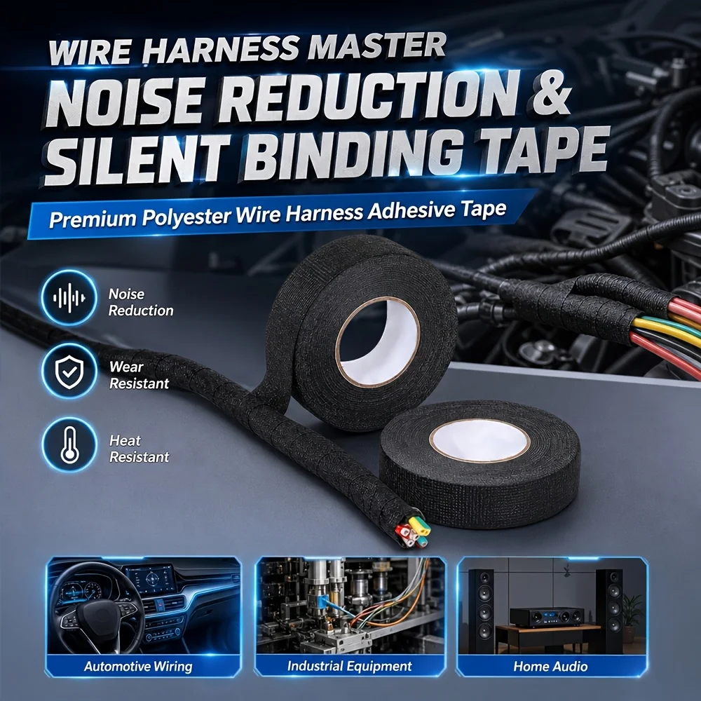 Automotive Fleece Wire Harness Tape, Heat‑Resistant Anti‑Rattle Flannel Fabric Tape, Hand‑Tearable Insulating Tape