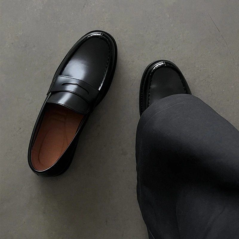 

Black Men's Leather Shoes Casual Formal Business Loafers Fashion Luxury Designer Party Wedding Versatile Flats Shoes