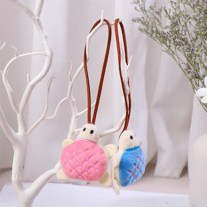 Cute Cartoon Turtle Plush Name Tag Keychain Anti-Lost Keyring Children Kawaii Stuffed Animal Doll School Bag Pendant