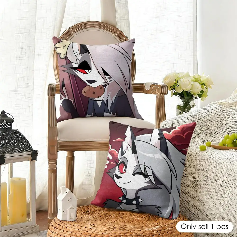 Cartoon H-Helluva Boss Loona Cushion Cover Organic Linen Square Pillow Case Durable Non-Allergenic And Kind To Skin