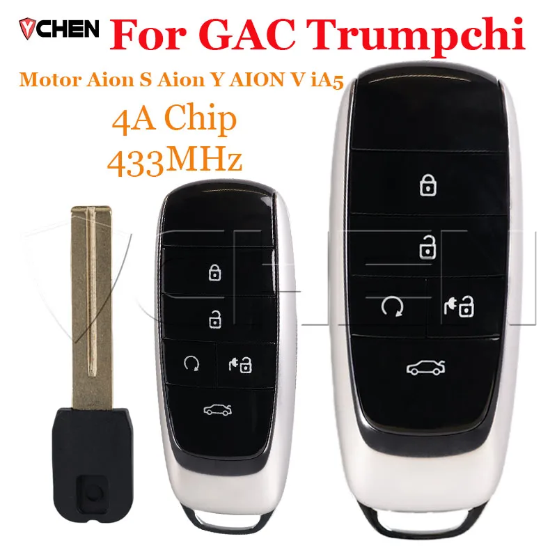 Auto Smart Remote Control Key Fob For GAC Motor Trumpchi Aion S Aion Y AION V iA5 Intelligent Car Key Keyless Go 433MHZ 4A Chip