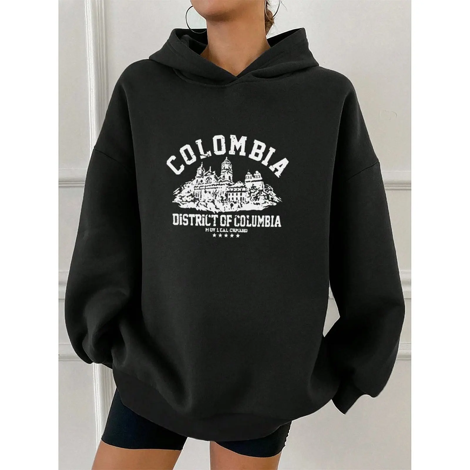 المرأة أزياء زائد المخملية عارضة فضفاض البلوز فضفاض البلوفرات الشتاء مريحة التوت المطبوعة هوديس طويلة الأكمام قمم #4