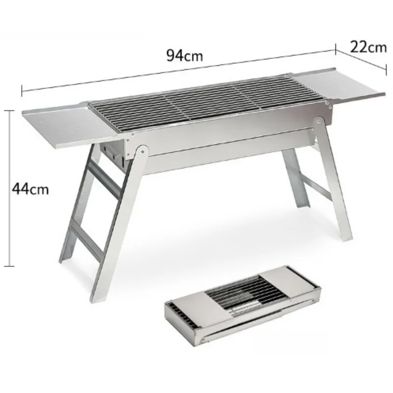 

Thickened stainless steel barbecue grill household outdoor portable folding barbecue grill