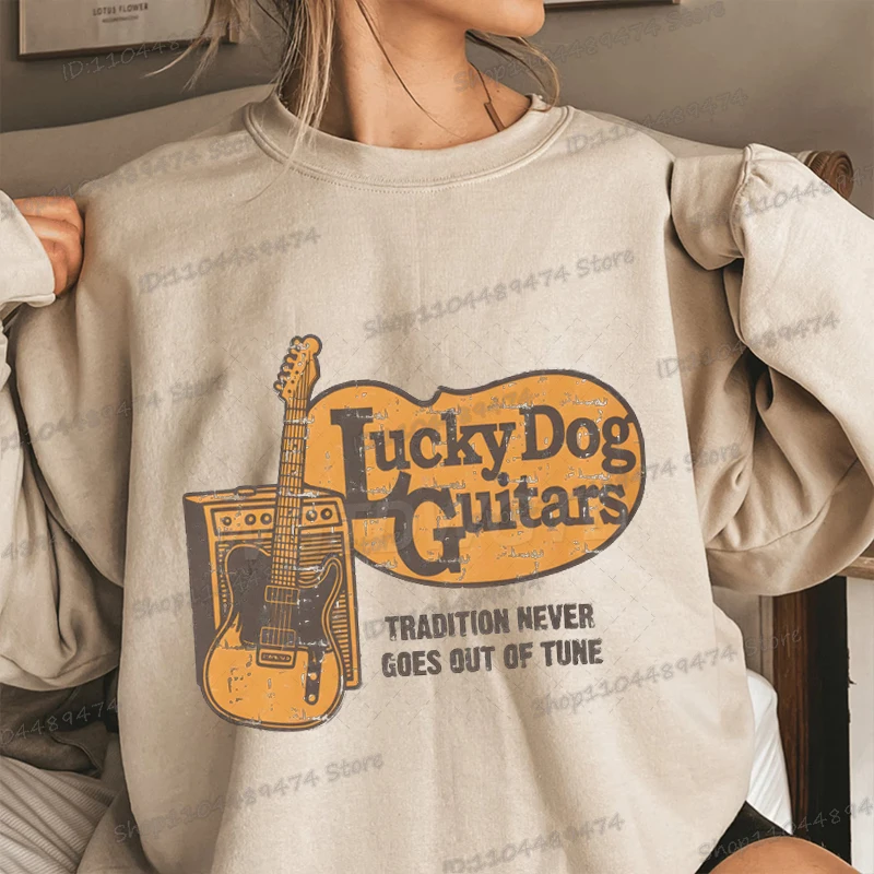 محظوظ الكلب القيثارات البلوز النساء الرجال التقليد لا يخرجون أبدًا من لحن رياضية الهيب هوب خمر القيثارات الخريف كنزة صوف