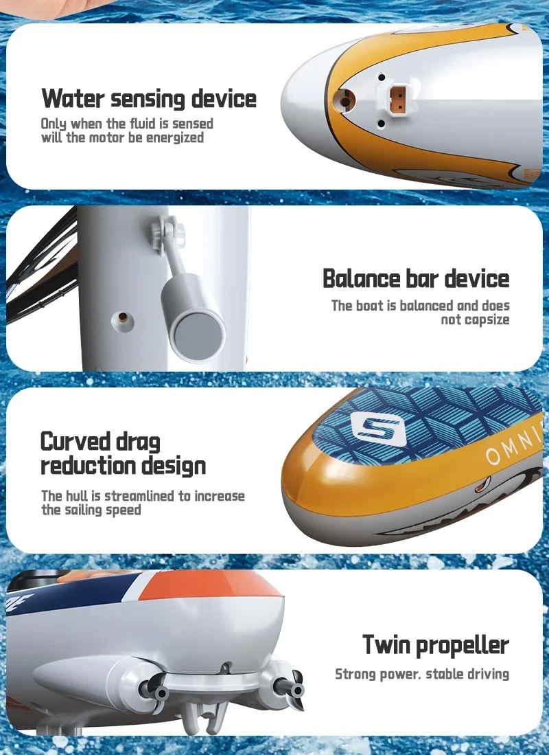Rc Stunt Boat Remote-Controlled Sailing Boats Racing Dazzling Swing Competitive Balance Kayaking Outdoor Games Water Toys Kids