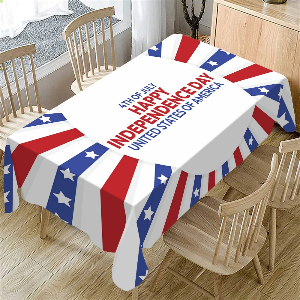 Rectangle Tablecloth Independence Day Tablecloth For Kitchen Dining Table Home Holiday Party Picnics & Dinners Decor
