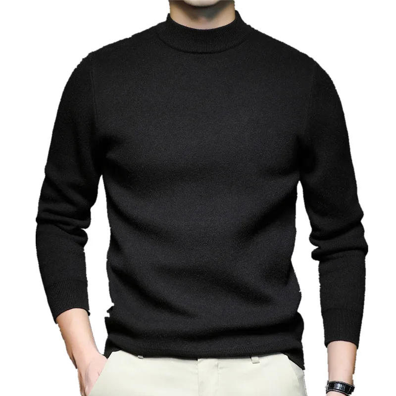 Y2k Autumn Winter Mens Black Pullover Sweater Fashion Casual Slim Fit O-Neck Knitted Oversize Man Streetwear Knitwear Pull Homme