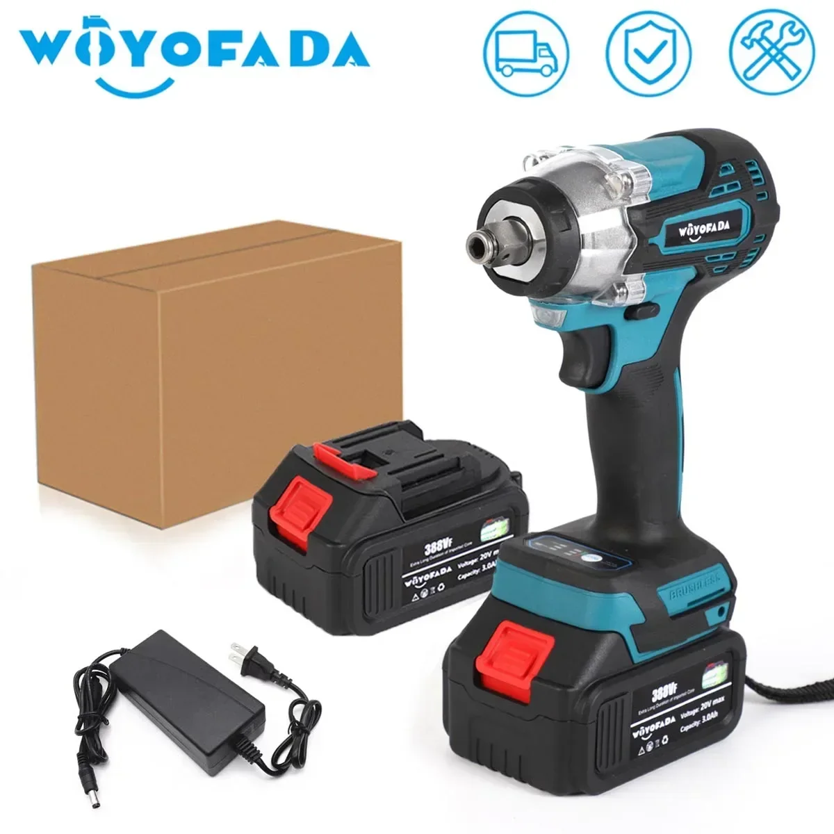 18V Brushless Electric Wrench Impact Socket Wrench Hand Drill Installation 1/2 Socket Power Tool Wrench For Makita 18V Battery