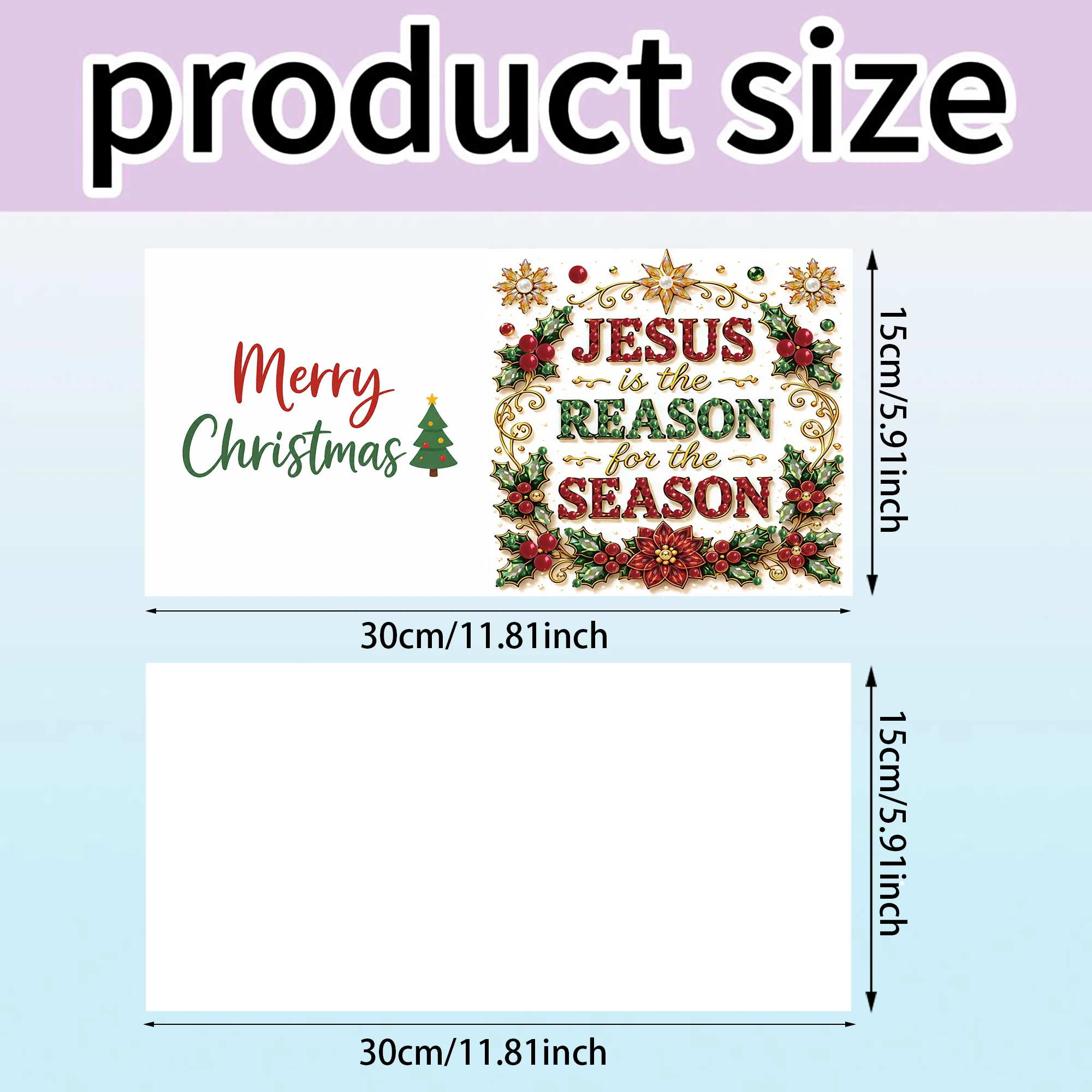 6-Piece DIY Diamond Painting Greeting Card with Envelope, Wishes and Wishes, Christmas Theme Unique Design